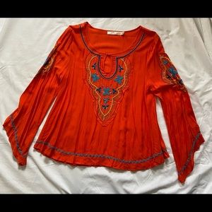 Liberty Love 100% Rayon Embroidered Peasant Blouse. Barely worn, looks brand new